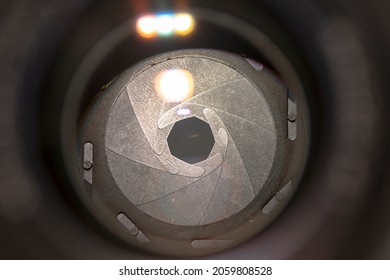 Camera Lens Aperture Blades Close Up