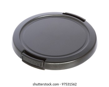 Camera lens cap isolated on white background