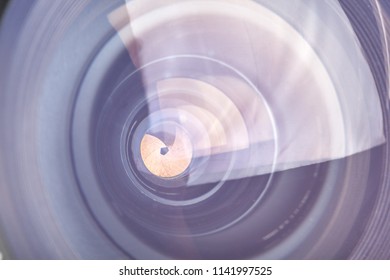 Camera lens close up