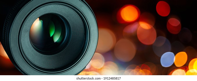 Camera Lens With Lense Reflections.