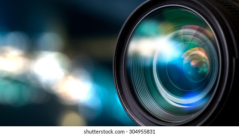Camera lens with lense reflections. - Shutterstock ID 304955831