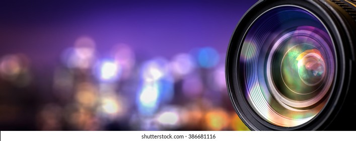 Camera Lens With Lense Reflections.