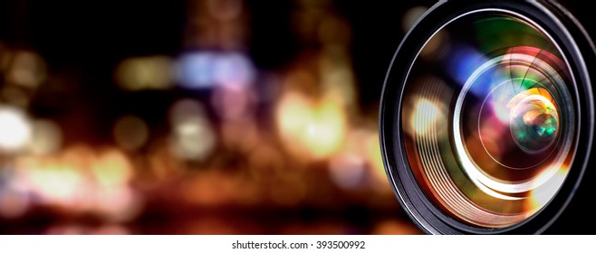 Camera lens with lense reflections. - Shutterstock ID 393500992