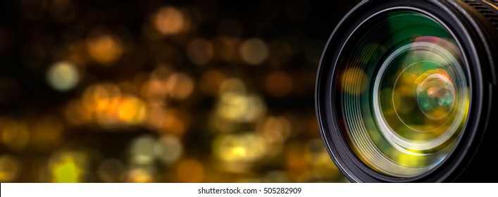 Camera Lens With Lense Reflections.