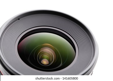 Camera Lense Over White Background