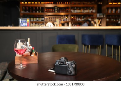 A camera is placed in a cafe table 