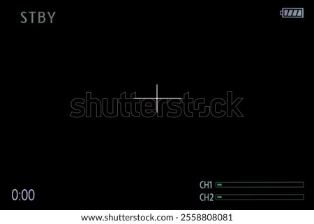 Camera recording screen overlay with alpha channel. Dslr camera frame viewfinder, screen of video recorder digital display with multiple settings and timer. 4K camcorder interface for video cameras