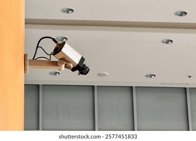Camera security system have waterproof cover to protect camera installed on wall with home security system concept in building