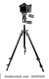 Camera Tripod Over White