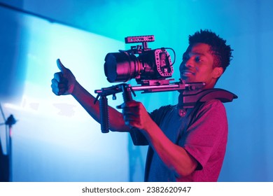 Cameraman shooting photo for content