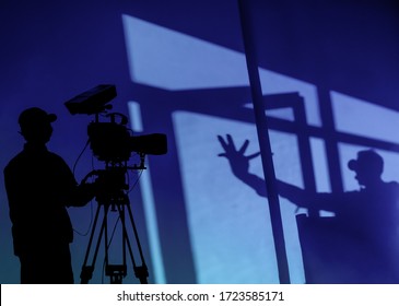 Cameraman Silhouette And Studio Shooting Set