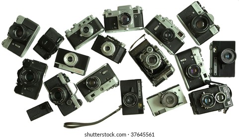 cameras isolated on white background