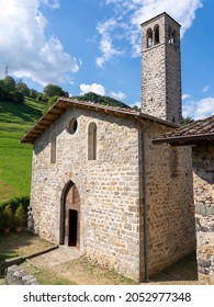 Camerata Cornello, Italy. Italian Medieval Ancient Village. Place Were It Was Invented The Postal Service And The Taxi. Here First Stamp Ever Issued. The Crooked Bell Tower