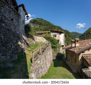 Camerata Cornello, Italy. Italian Medieval Ancient Village. Place Were It Was Invented The Postal Service And The Taxi. Here First Stamp Ever Issued. Views Of The Streets Of The Village