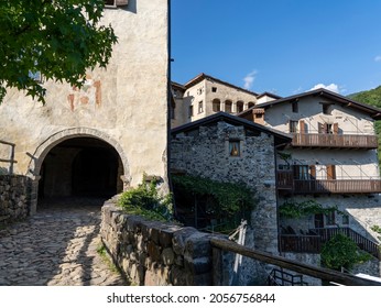 Camerata Cornello, Italy. Italian Medieval Ancient Village. Place Were It Was Invented The Postal Service And The Taxi. Here First Stamp Ever Issued. Views Of The Streets Of The Village