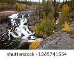 Cameron Falls photographed in the fall with beautiful fall colored trees