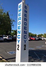 Cameron Park, CA, USA - JUN 20, 2018: Kaiser Hospital Emergency Sign 