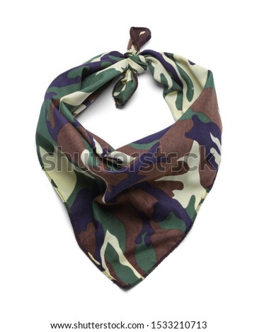 Camo Cowboy Bandana Isolated on White Background.
