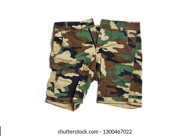 Camouflage Shorts Isolated On White Background Stock Photo 1300467022 ...