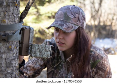 Camouflage Trail Cameras Girl Hunting 