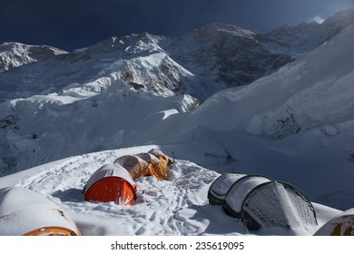 Camp 1 On Kangchenjunga, Himalaya, Nepal.