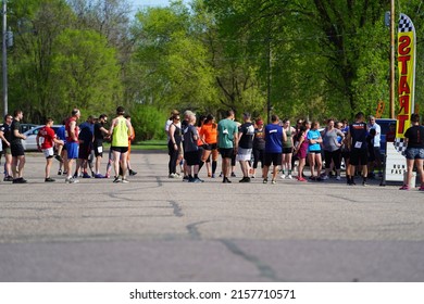 Camp Douglas, Wisconsin - May 16, 2022: Locals Participated In 5 Mile Run During Arm Force Days.