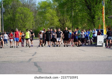 Camp Douglas, Wisconsin - May 16, 2022: Locals Participated In 5 Mile Run During Arm Force Days.