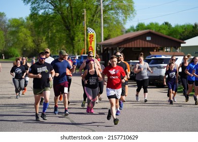 Camp Douglas, Wisconsin - May 16, 2022: Locals Participated In 5 Mile Run During Arm Force Days.