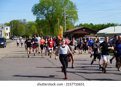 Camp Douglas, Wisconsin - May 16, 2022: Locals Participated In 5 Mile Run During Arm Force Days.