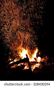 Camp Fire In Night