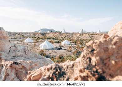 Camp Ground In Texas Desert. Glamping.