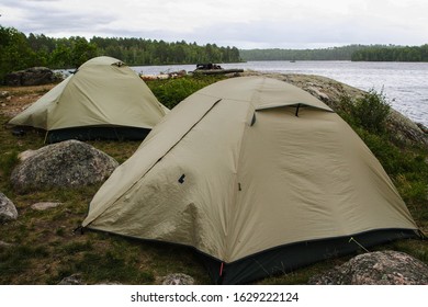 Camp Set Up On Wind Lake In The Boundary Waters Canoe Area Wilderness.