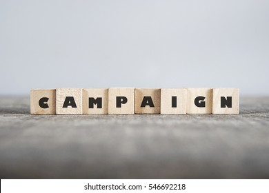 CAMPAIGN word made with building blocks - Shutterstock ID 546692218