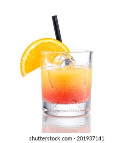 Campari Orange Cocktail, Isolated On White