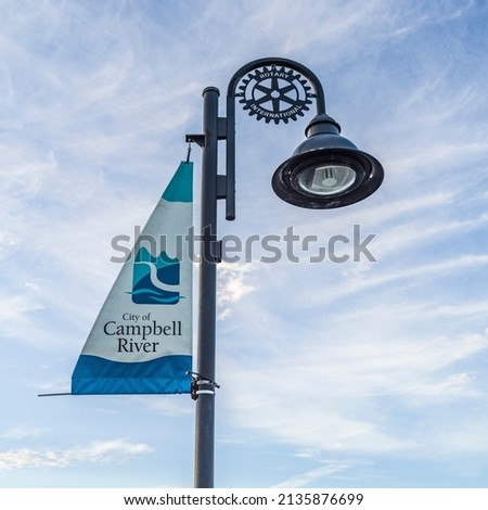 Campbell River banner on a Lamp Post, Campbell River, Vancouver, British Columbia, Canada