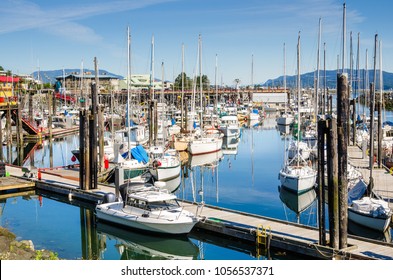 Campbell River Harbour On A Clear Summer Morning. Vancouver Island, BC, Canada.