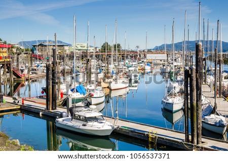 Campbell River Harbour on a Clear Summer Morning. Vancouver Island, BC, Canada.