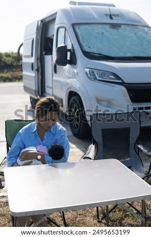 Similar – Image, Stock Photo Young women looking road map with 4×4 on background