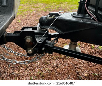 Camper Trailer Hitch Connected To A Truck Ball Hitch