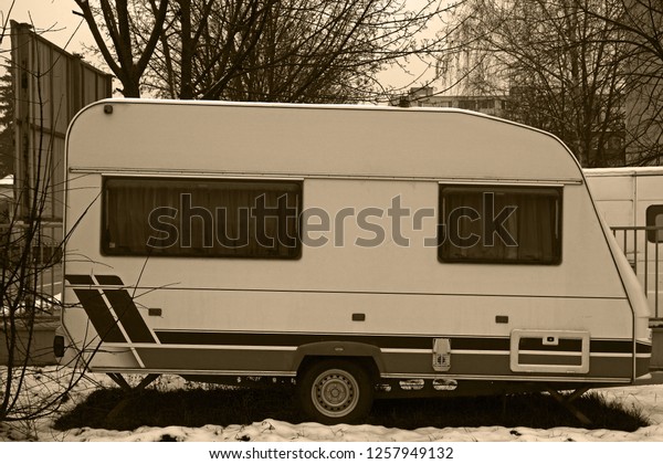 Camper van in the\
winter