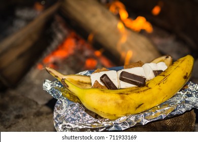 Campfire Banana Smores