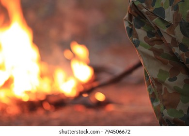 campfire in the outback