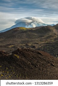 Campground Volcanologists Established Near A New Crater On The Slopes Of Volcanoes Tolbachic - Kamchatka, Siberia, Russia