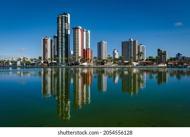 Campina Grande, Paraíba, Brazil on September 2, 2021. Old dam and buildings.