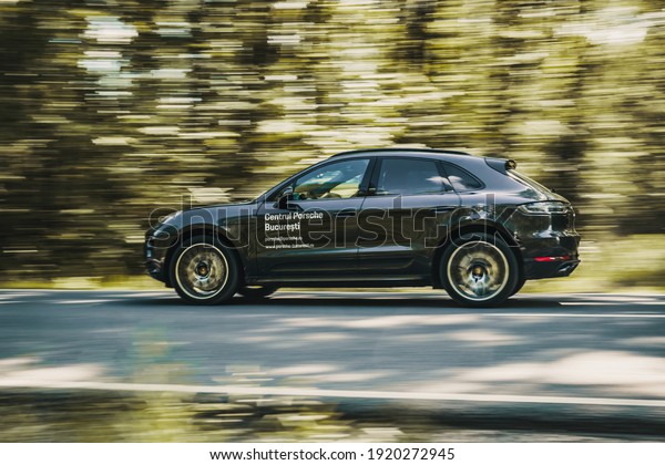 Campina, Romania - June 5 2020: Porsche Macan Turbo
side view