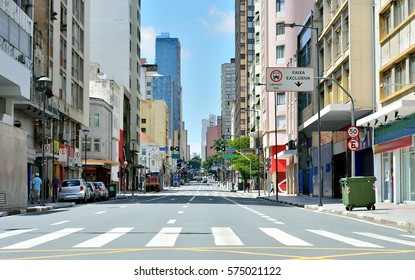 Campinas, SP - Brazil Downtown. City Avenue In A Sunny Day