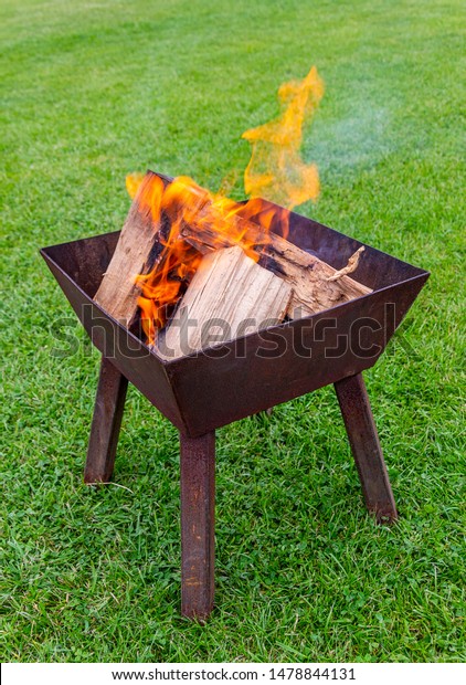 Camping Bbq Firepit Logs Ash Smoke Royalty Free Stock Image