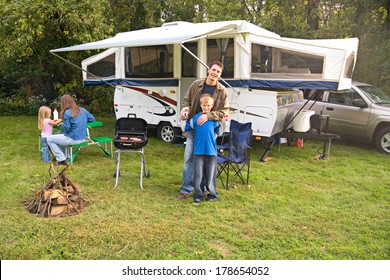 Camping Family Getting Ready Dinner Outside Stock Photo 178654052