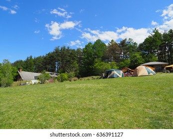  Camping field in the mountain area of Nagano prefecture, Japan 