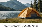 camping in the mountains, lake